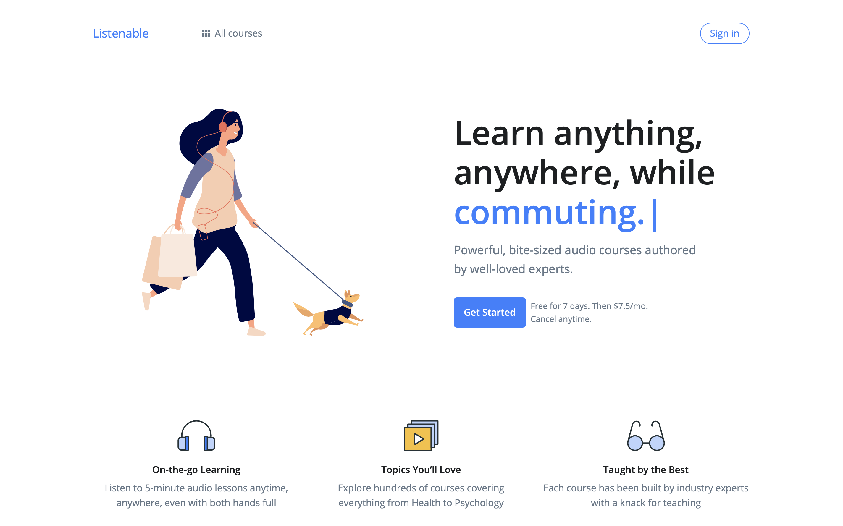 Listenable web screenshot 1