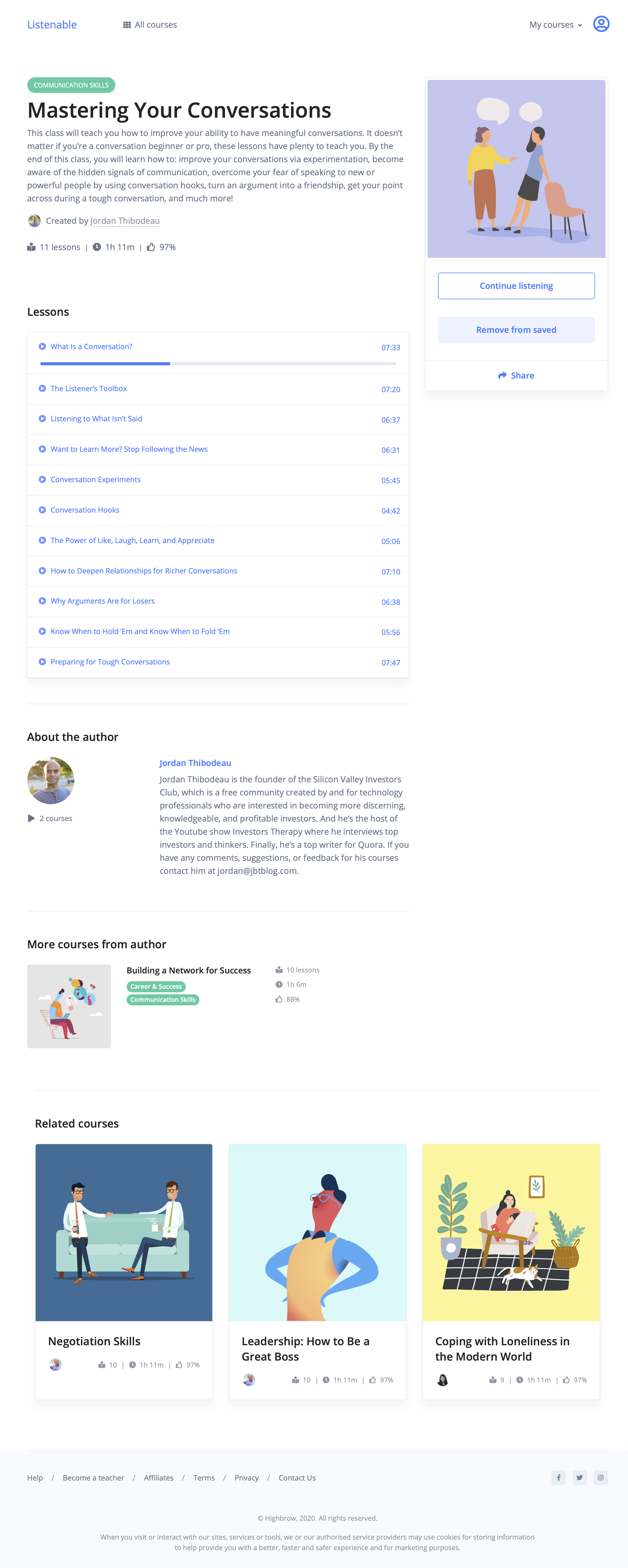 Listenable web screenshot 2