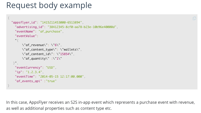 AppsFlyer API second code example showing af_quantity parameter