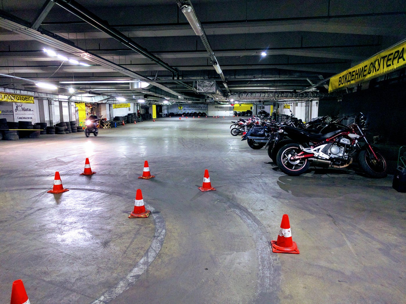 Indoor motorcycle training ground